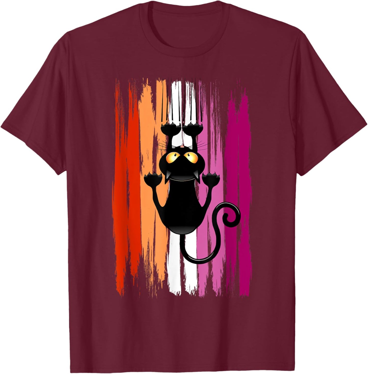 Funny Cat Climber Pride Lesbian T-Shirt - T-Shirt | Maroon
