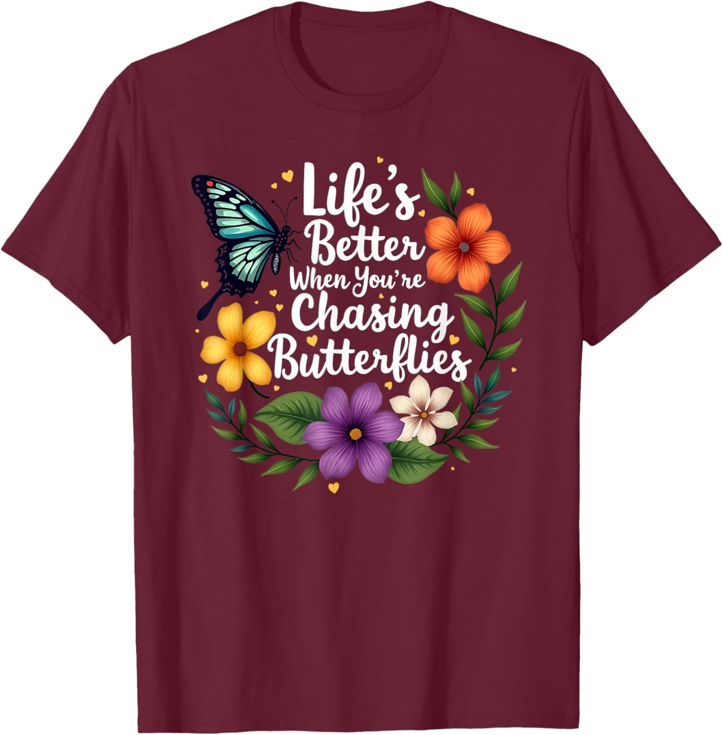 Butterfly Dreams Colorful Majestic Monarch Butterflies T-Shirt - T-Shirt | Maroon