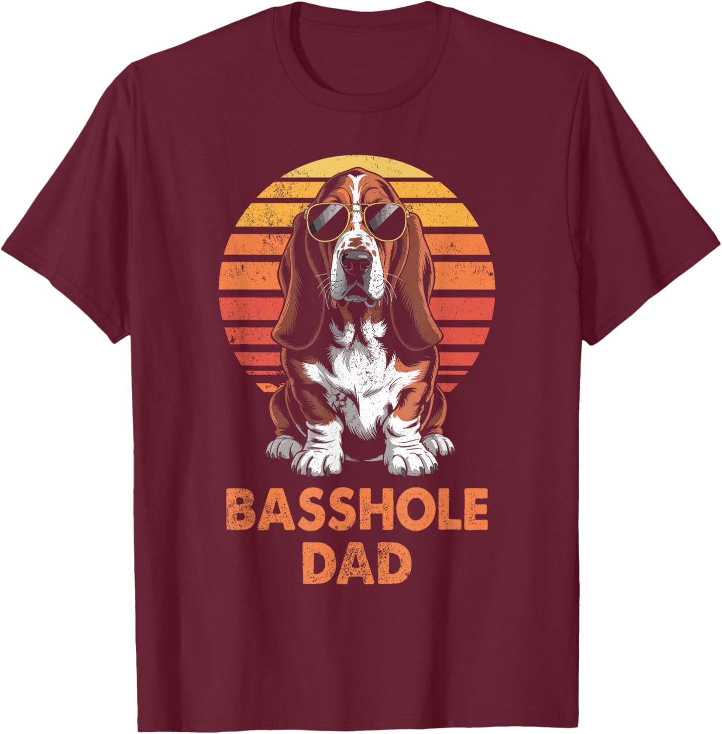 Cool Retro Basset Hound Dad Funny Vintage Dog Owner T-Shirt - T-Shirt | Maroon