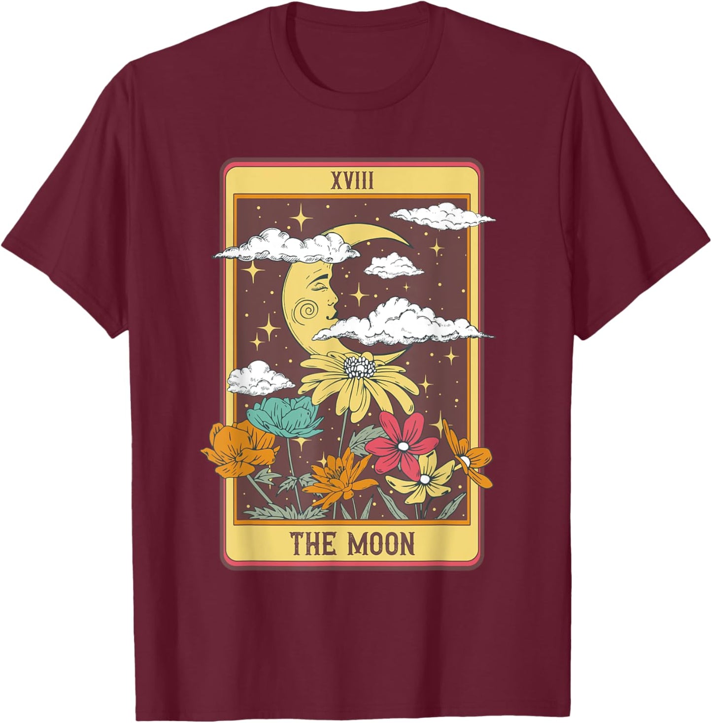 The Moon Tarot Card T-Shirt - T-Shirt | Maroon