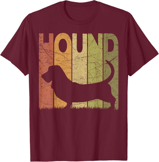Basset Hound Vintage Basset Dog Retro Dog Lover T-Shirt - T-Shirt | Maroon