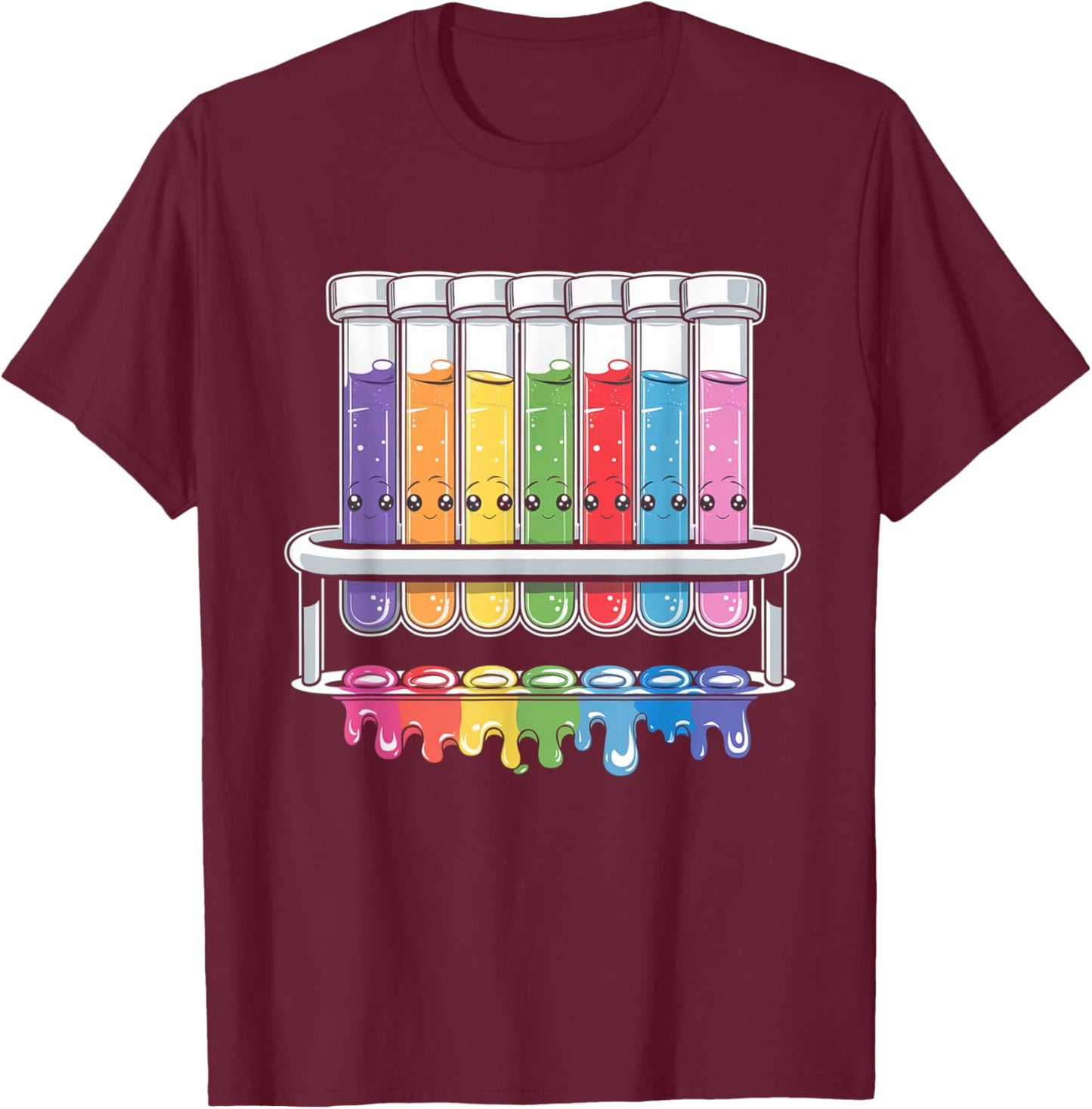 Kawaii Test Tube Chemistry Student Science Teacher Women Men T-Shirt - T-Shirt | Maroon