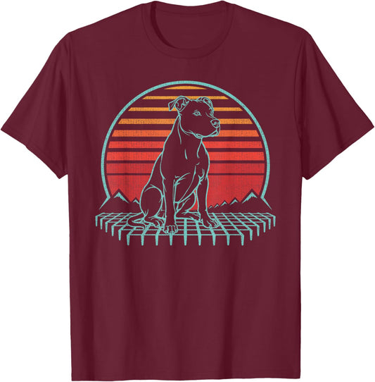 American Pit Bull Terrier Dog Owner Retro Vintage 80s T-Shirt - T-Shirt | Maroon