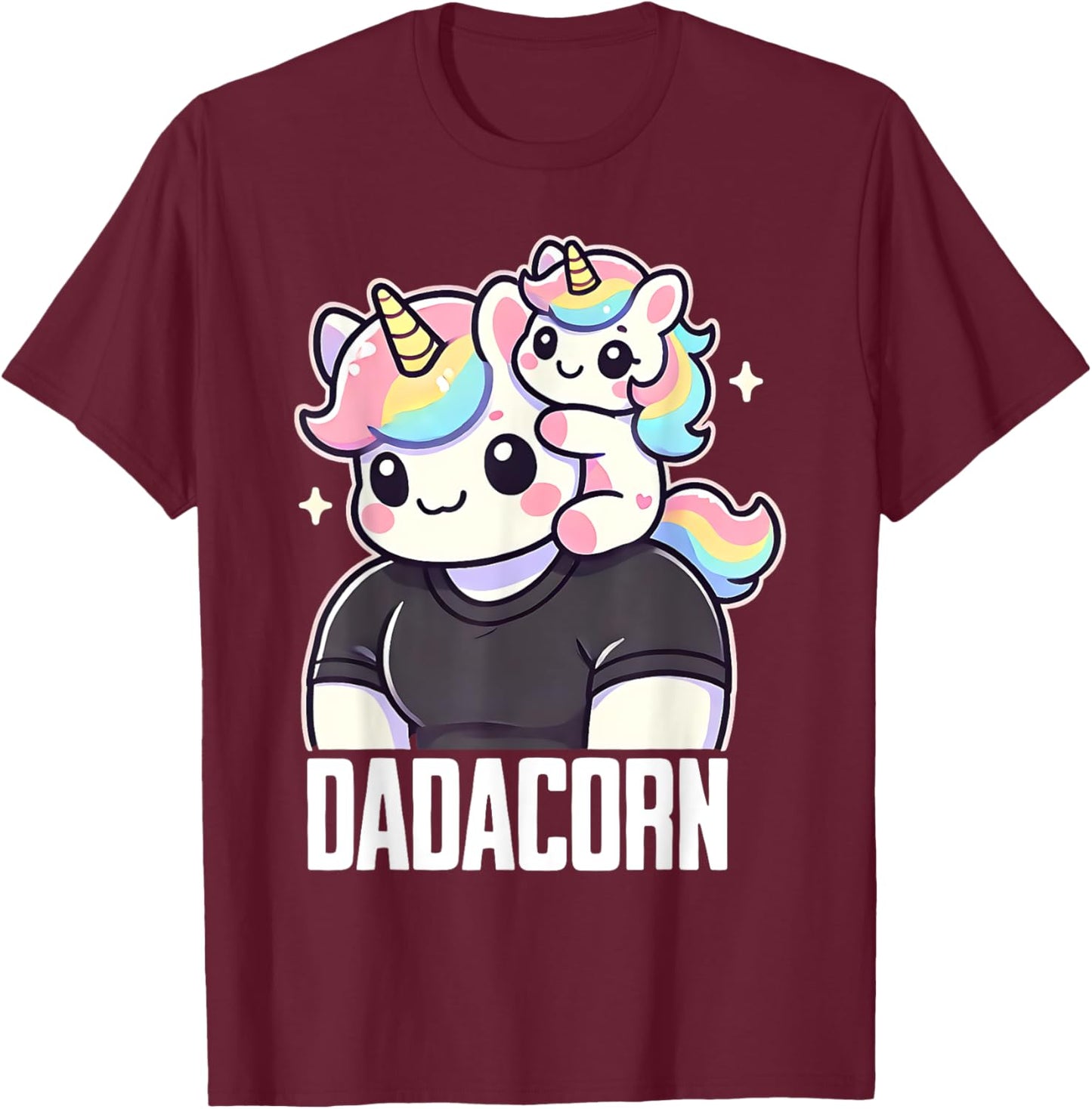 Dadacorn, Daddy Daughter Unicorn, Girldad T-Shirt - T-Shirt | Maroon