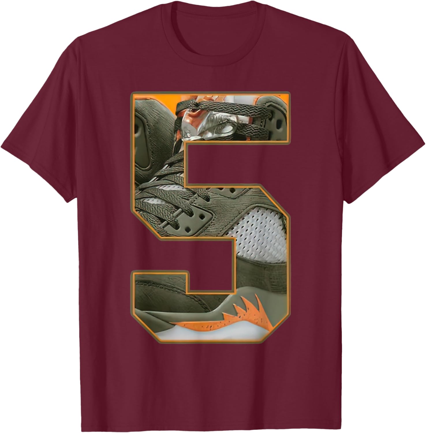 Number 5 Olive 5s Matching Loser Lover Matching T-Shirt - T-Shirt | Maroon