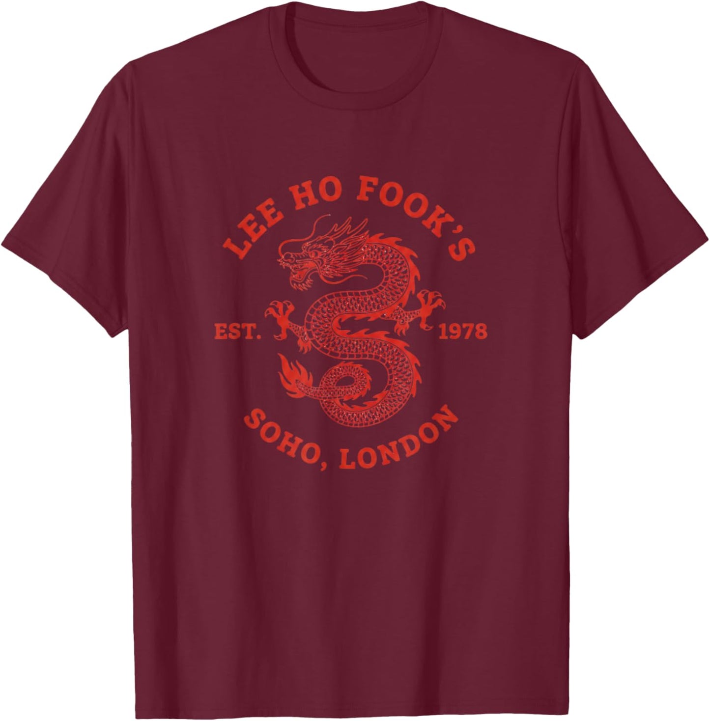 China Vintage Chinese Dragon Restaurant Logo - Soho London T-Shirt - T-Shirt | Maroon