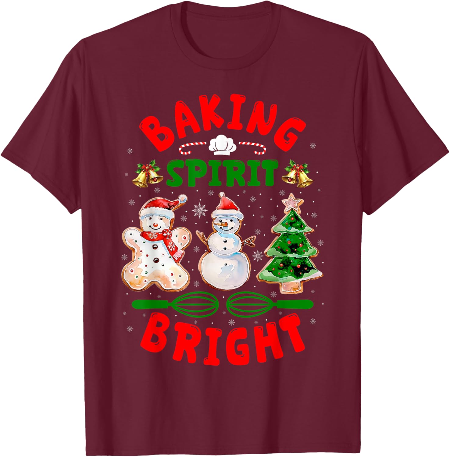 Baking Spirit Bright Donut Christmas Tree Xmas Cookie Kids T-Shirt - T-Shirt | Maroon