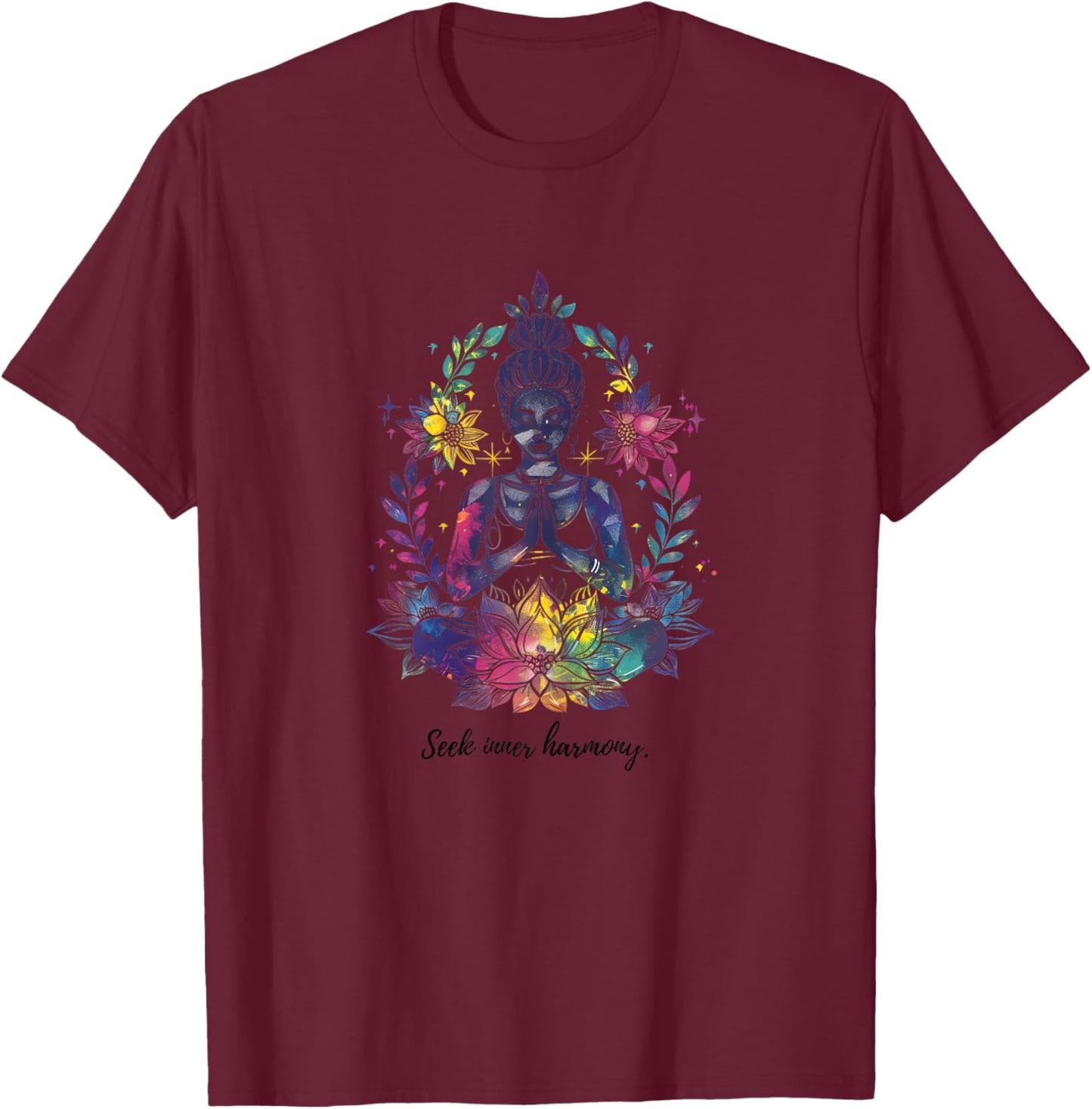 Embrace Serenity - Mindful Mantras & Zen Inspirations T-Shirt - T-Shirt | Maroon