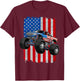 4th of July Monster Trucks USA American Flag Monster Truck T-Shirt - T-Shirt | Maroon