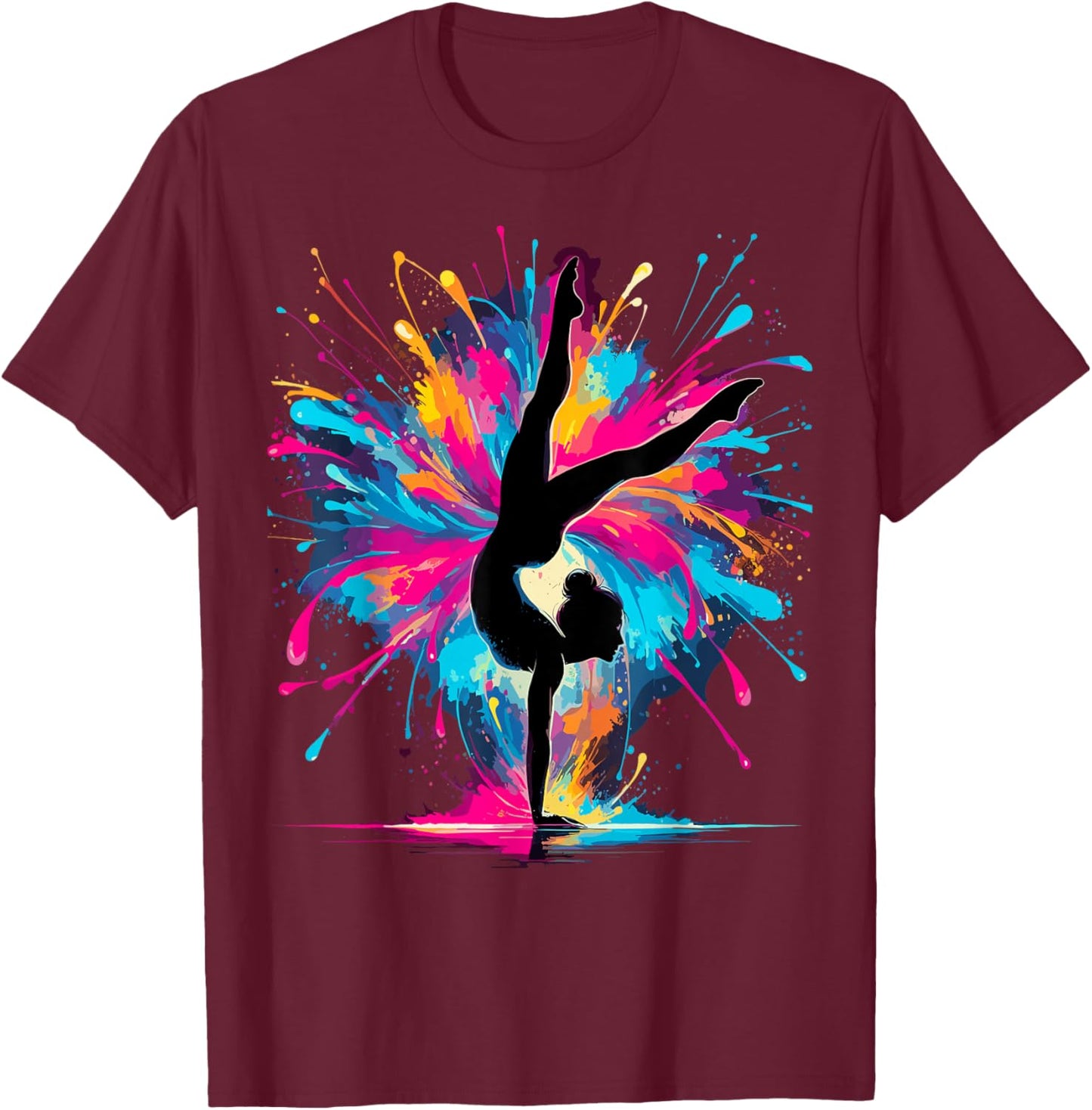 Gymnastics Funny Gymnast Silhouette T-Shirt - T-Shirt | Maroon