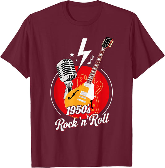 1950's Rock 'n' Roll 50's Music Fun T-Shirt - T-Shirt | Maroon