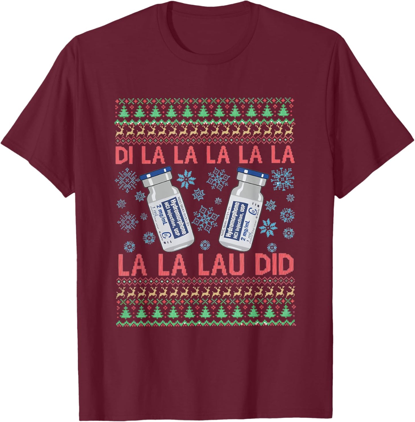 Pharmacist Nurse Ugly Christmas Er Ed Icu Med surg Rn T-Shirt - T-Shirt | Maroon