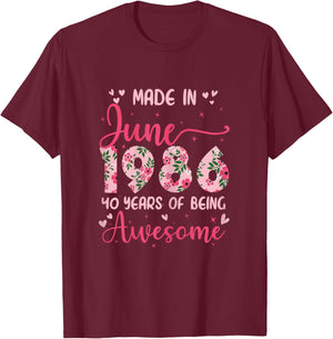 Juin 1986 Cool Cadeau Anniversaire 40 Ans pour Femmes T-Shirt - T-Shirt | Maroon