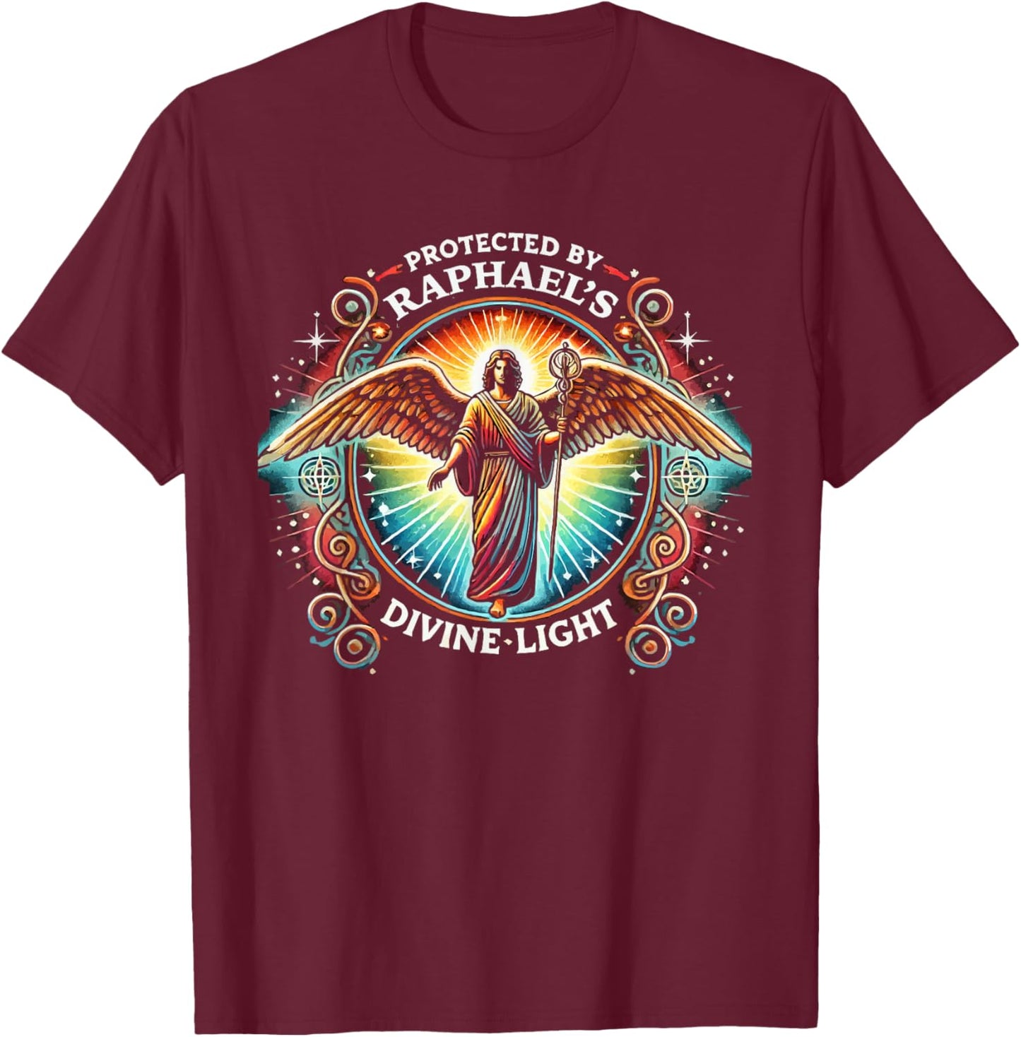 Archangel Raphael Catholic Christianity Guardian Angel T-Shirt - T-Shirt | Maroon