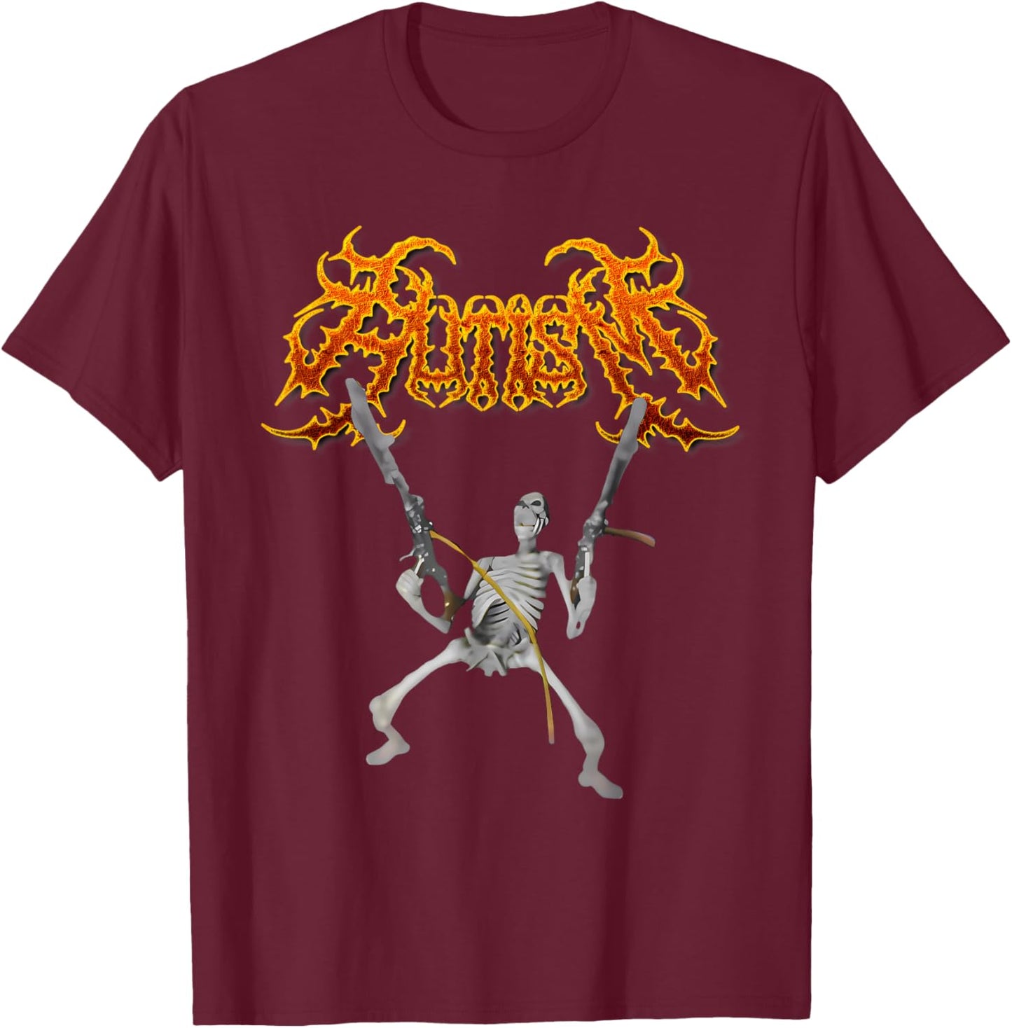 Retro Autism Skeleton Meme Funny Men, Women, Kids, Halloween T-Shirt - T-Shirt | Maroon