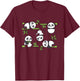 Cute Panda Kids Cartoon Bamboo Pack Playful Kawaii Jungle T-Shirt - T-Shirt | Maroon