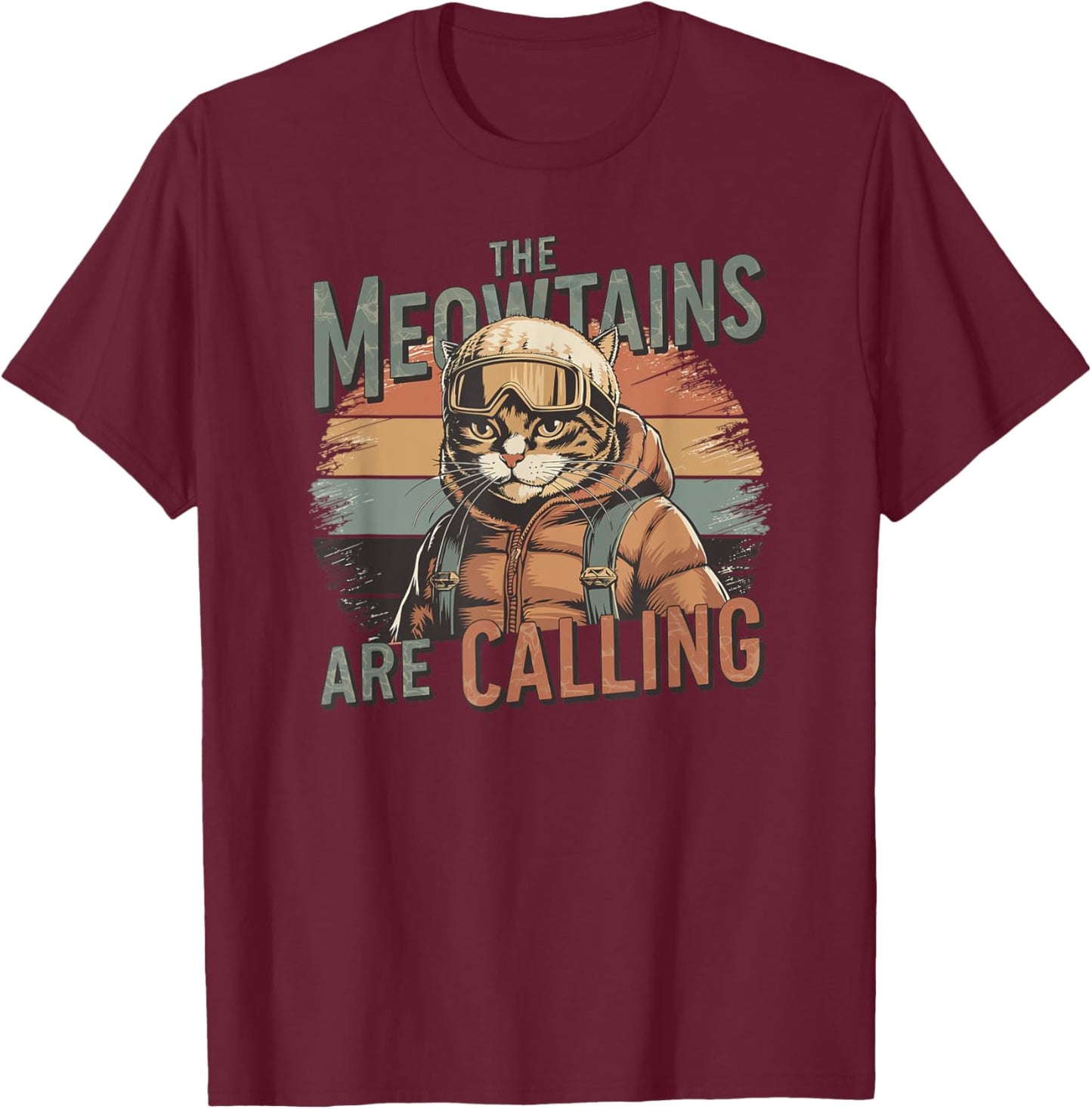 The meowtains are calling Cat Snowboard Ski Men Women Kids T-Shirt - T-Shirt | Maroon