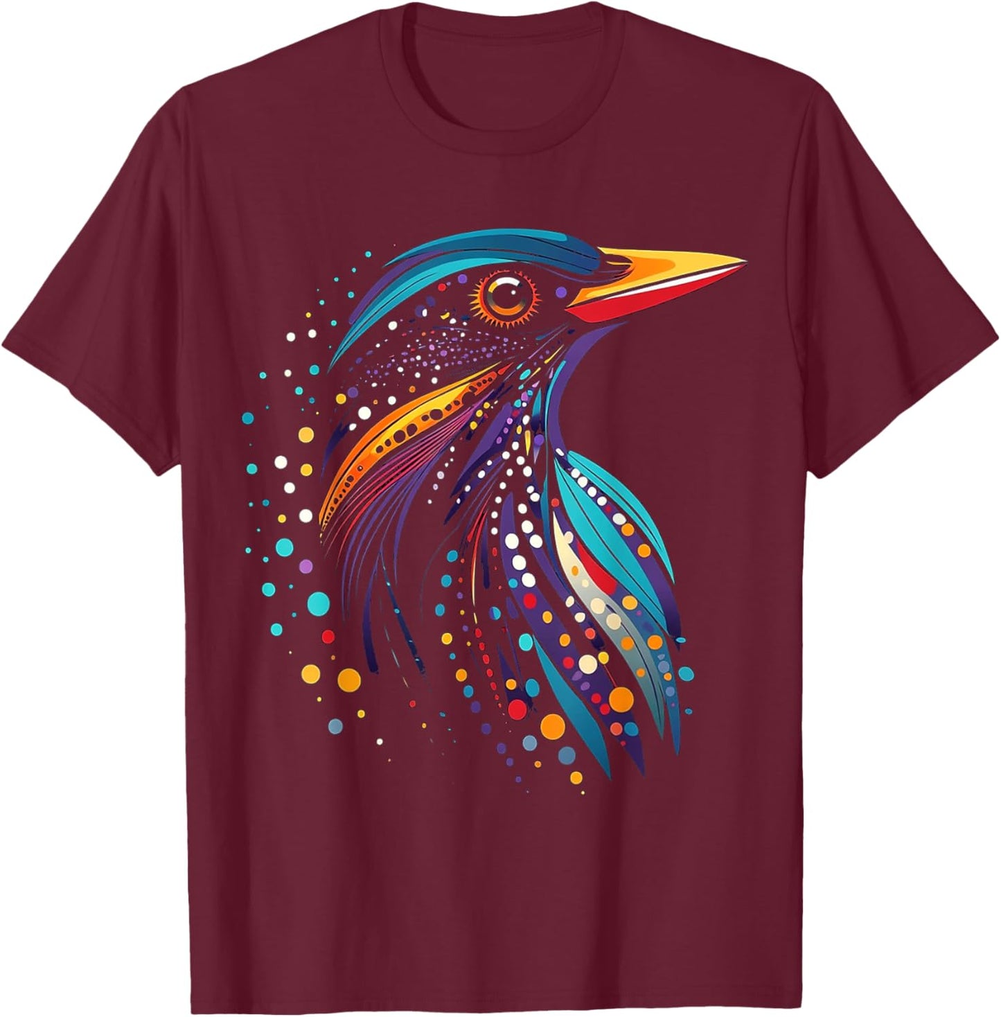 Starling Bird Motif Animal Illustration Starling T-Shirt - T-Shirt | Maroon