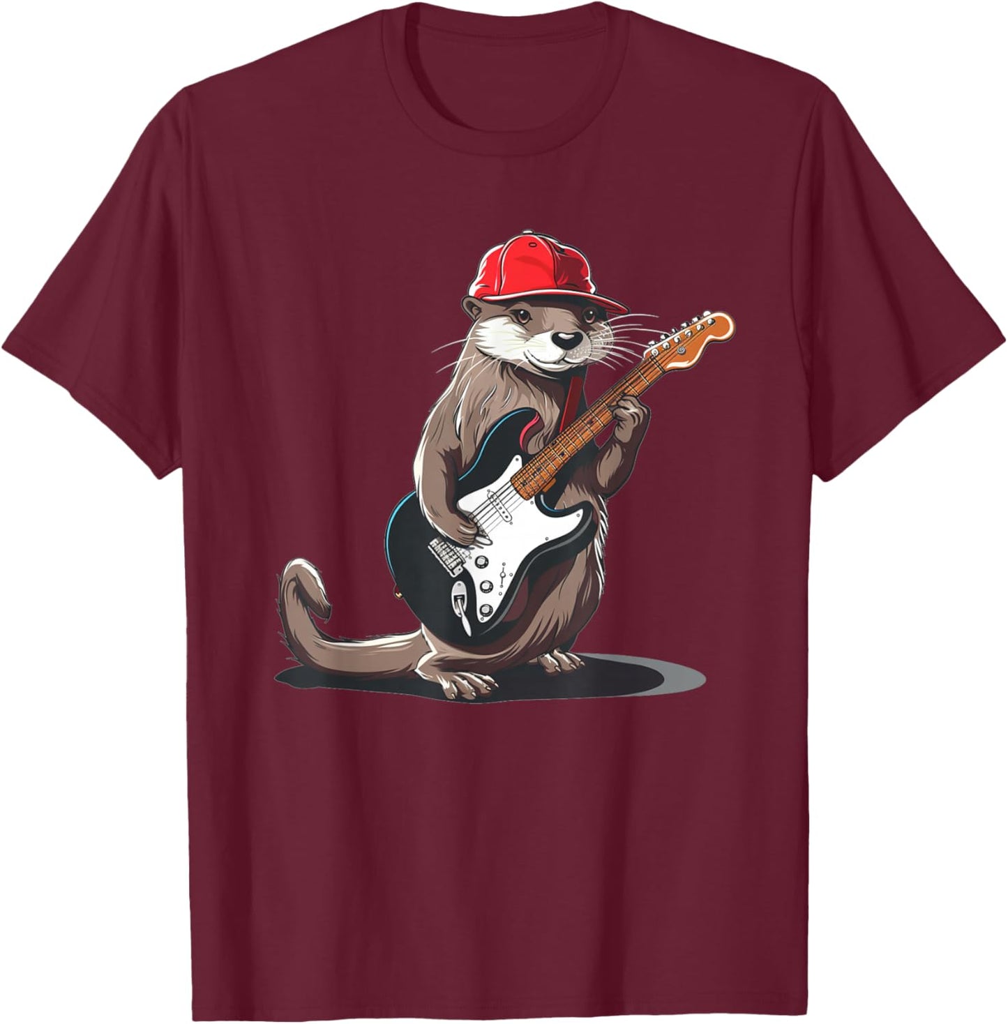 Cool Looking Guitar Otter Costume for Adults and Kids T-Shirt - T-Shirt | Maroon