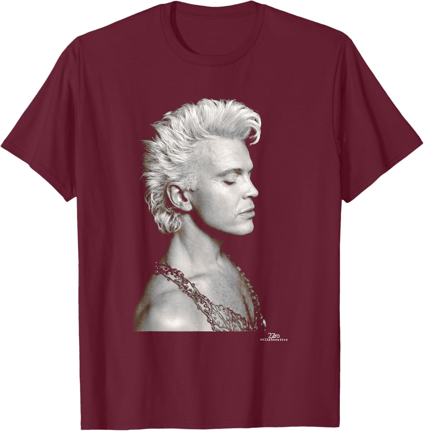 Billy Idol Cradle of Love Era by Phil Nicholls T-Shirt - T-Shirt | Maroon
