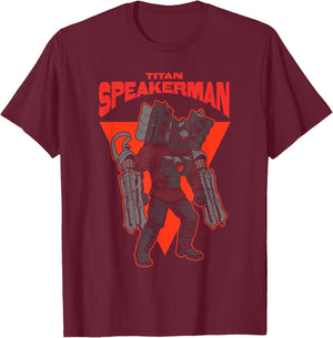 Skibidi Toilet Titan Speakerman Illustration T-Shirt - T-Shirt | Maroon