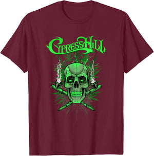 Cypress Hill Grüner Totenkopf T-Shirt - T-Shirt | Maroon