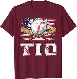 Baseball T-Ball Tio American Flag Proud Ball Tio Kids Men T-Shirt - T-Shirt | Maroon