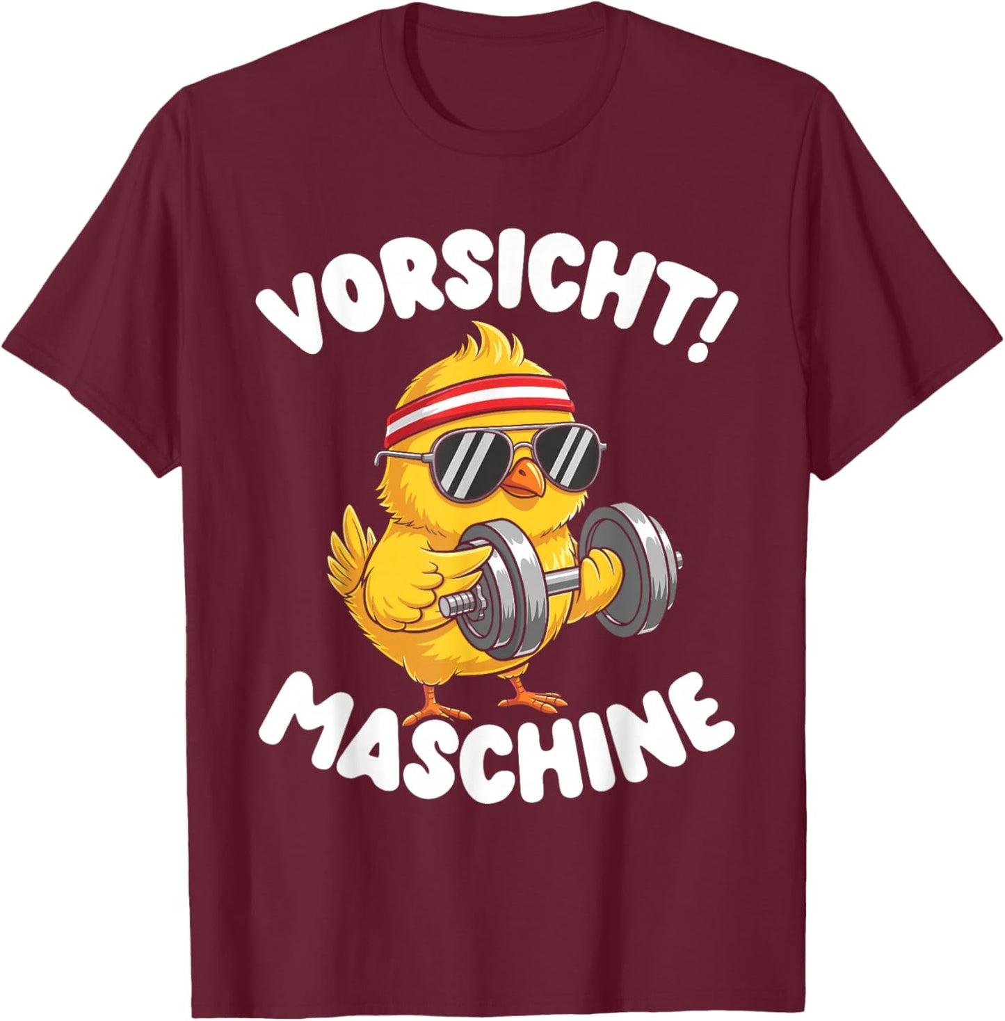 Vorsicht Maschine Küken Bodybuilding Gym Fitness T-Shirt - T-Shirt | Maroon