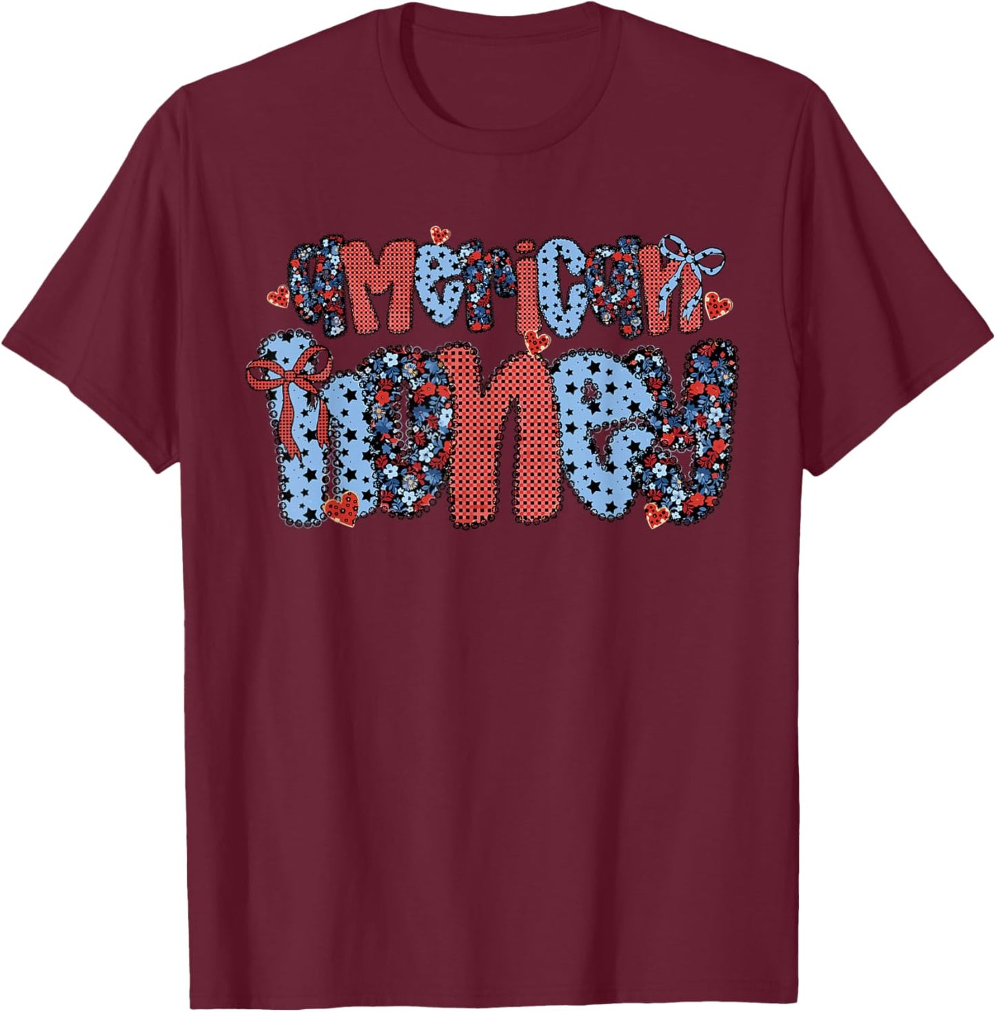 American Honey 4th of July Cute Patriotic Graphic T-Shirt - T-Shirt | Maroon