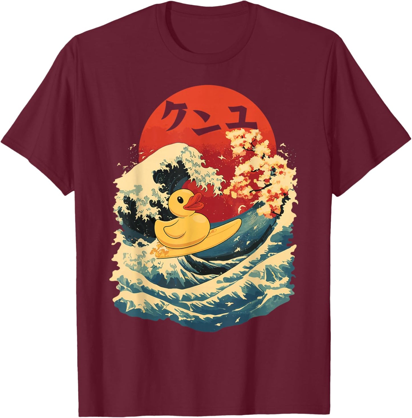 Rubber Duck Surf Japanese Rubber Duck T-Shirt - T-Shirt | Maroon