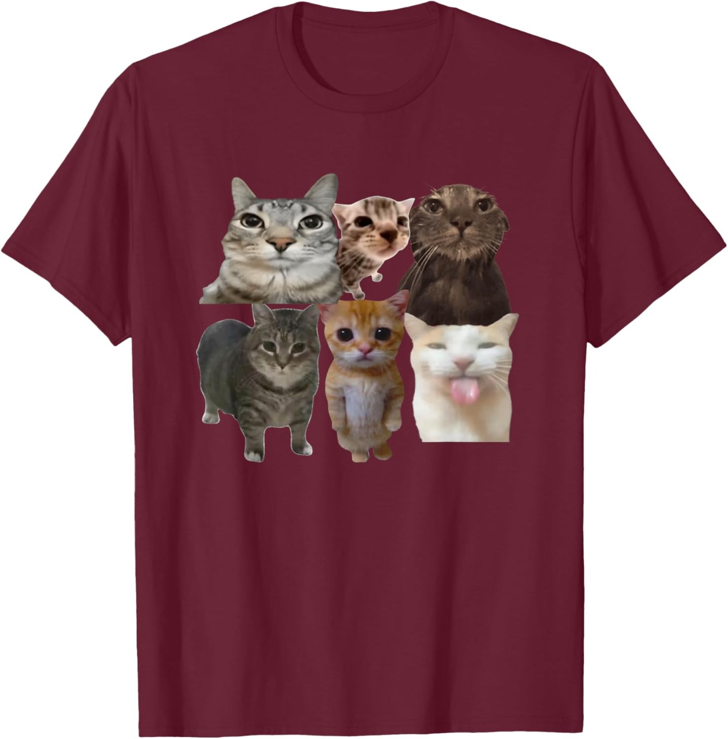 Funny Cats Meme Cat Lovers Funny Memes Brainrot Memes Dank T-Shirt - T-Shirt | Maroon