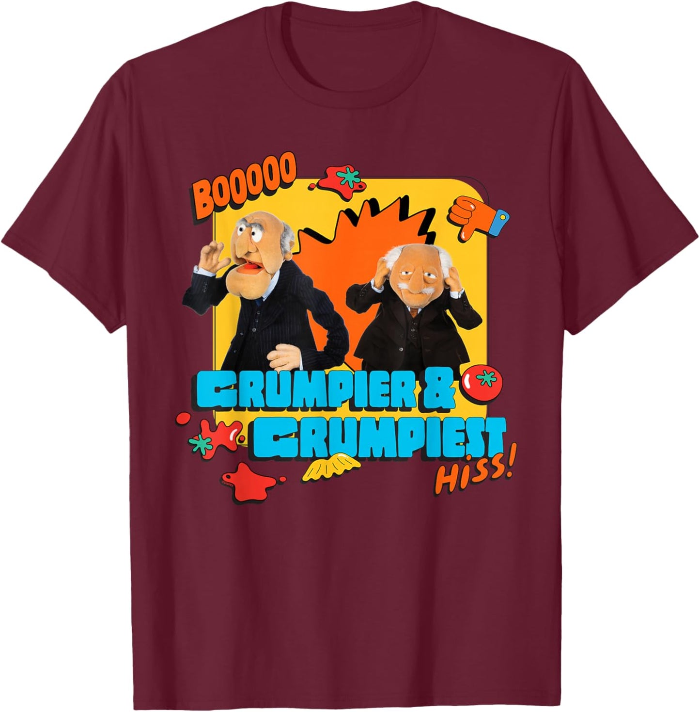 Disney The Muppets Statler and Waldorf Grumpier & Grumpiest T-Shirt - T-Shirt | Maroon