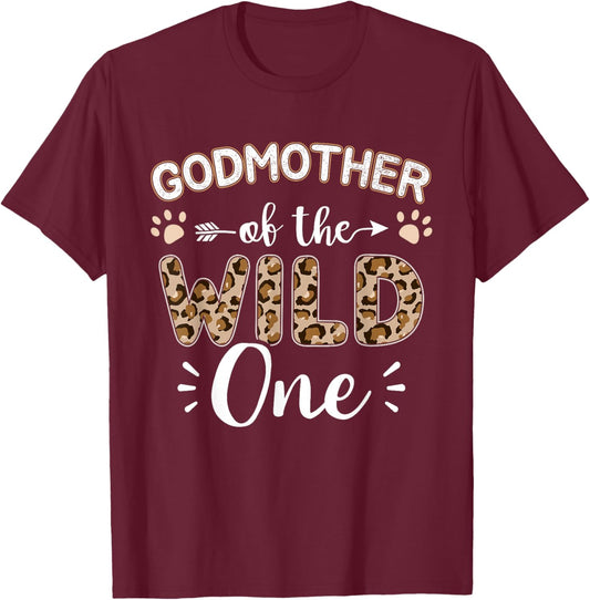 Godmother of wild one birthday girl matching family party T-Shirt - T-Shirt | Maroon