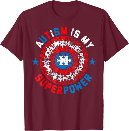 Autism is My Superpower Autism Awareness Autistic for Boys T-Shirt - T-Shirt | Maroon