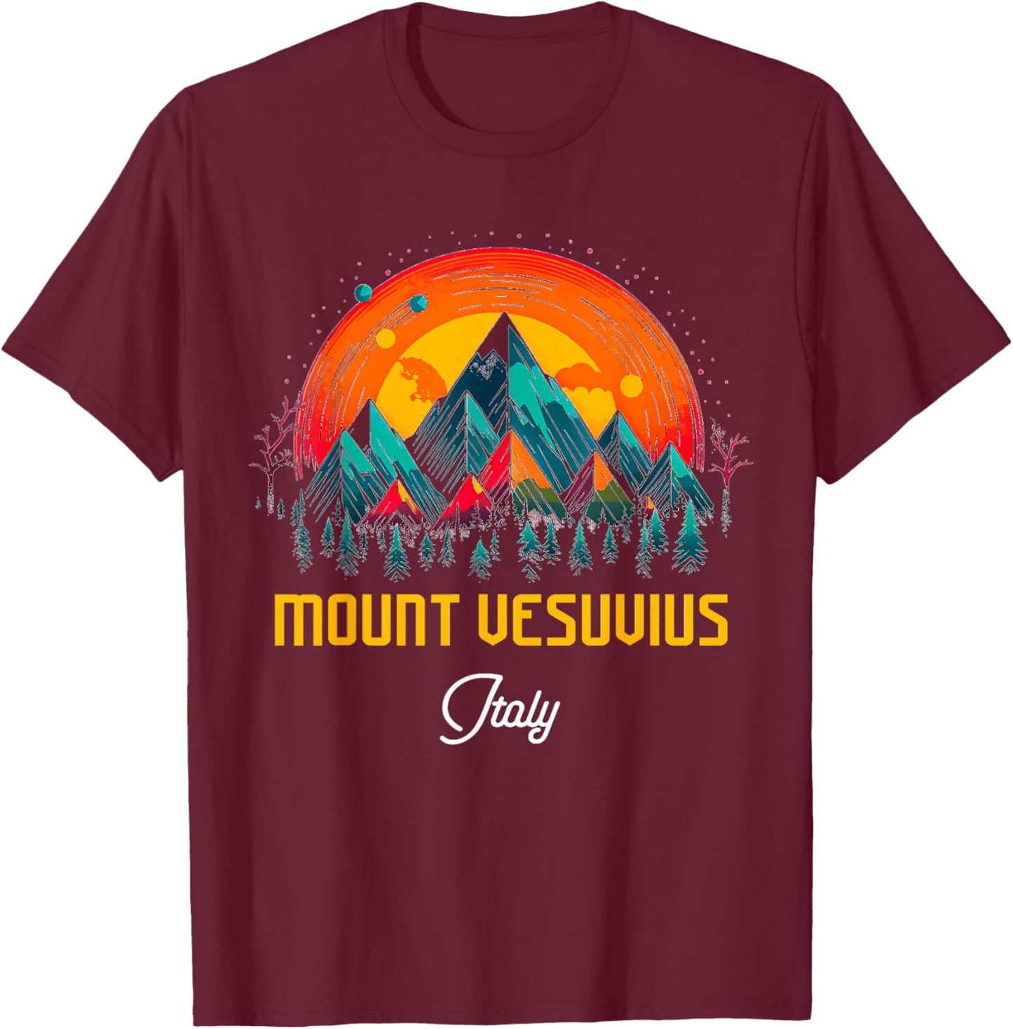Vesuvius Italy T-Shirt - T-Shirt | Maroon