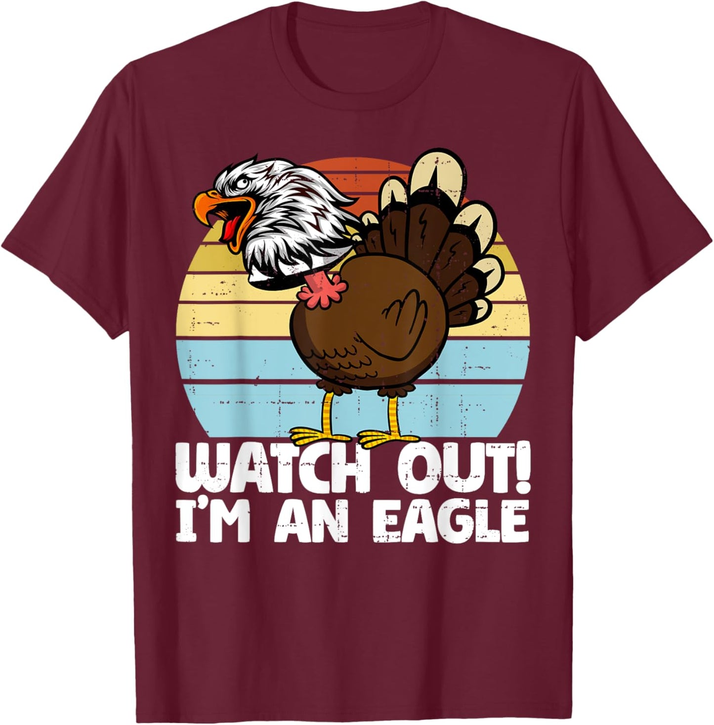 Thanksgiving Funny Fake Eagle Thanksgiving Turkey T-Shirt - T-Shirt | Maroon