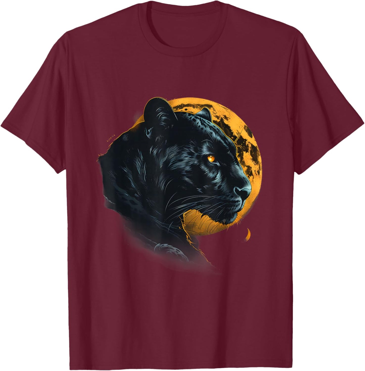 Panther Portrait Moon Panther Lover Tropical Animal Art T-Shirt - T-Shirt | Maroon