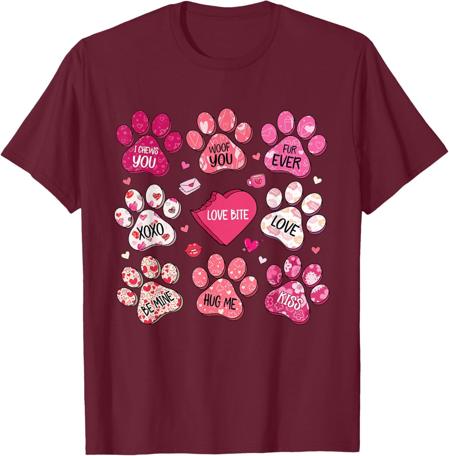 Dog Mama Valentine Coquette Bow Dog Mom Valentines T-Shirt - T-Shirt | Maroon