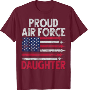 Proud Air Force Daughter Veteran's Day Granddaughter T-Shirt - T-Shirt | Maroon