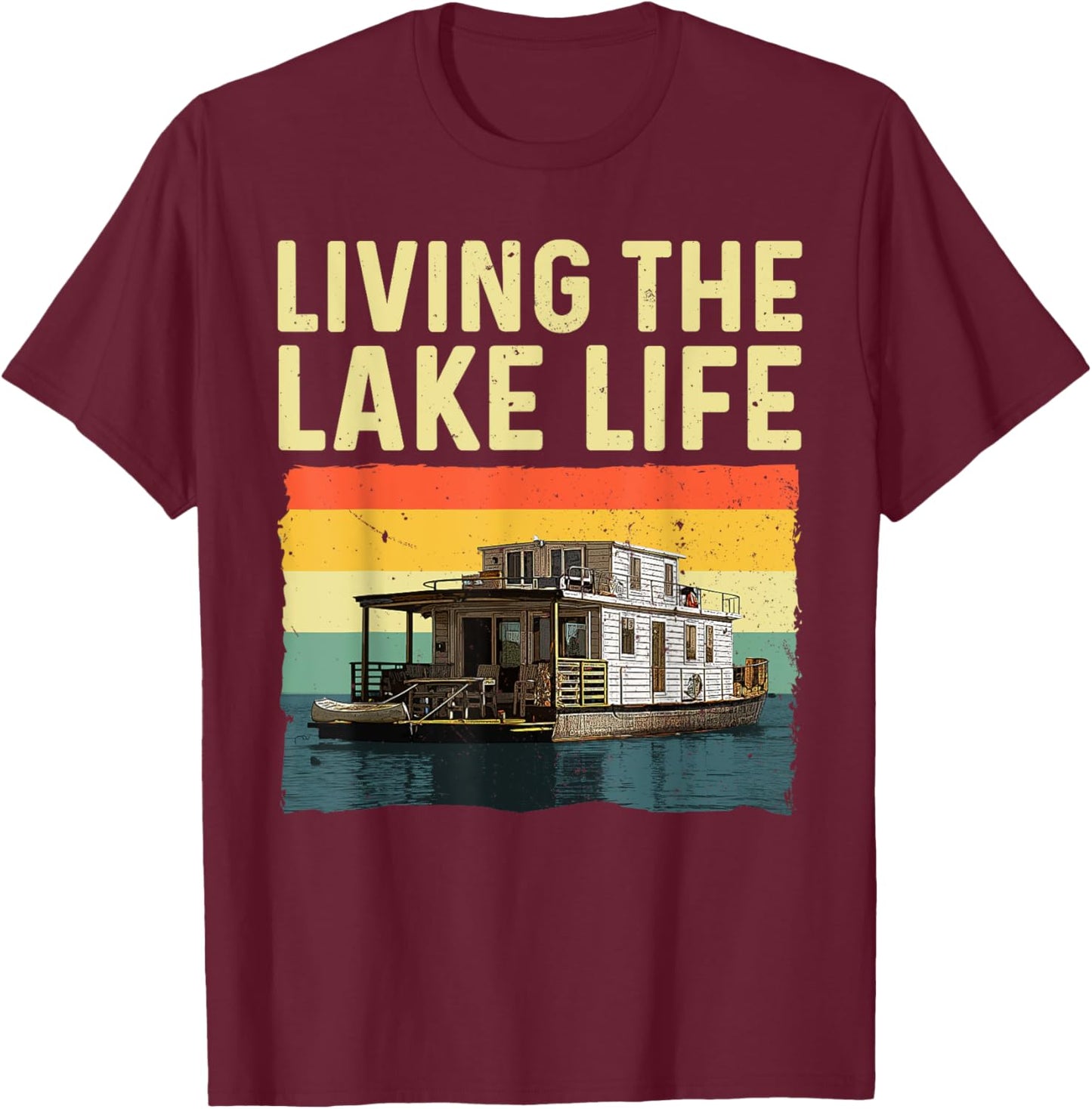 Houseboat Design Women House Boat Captain Houseboat T-Shirt - T-Shirt | Maroon