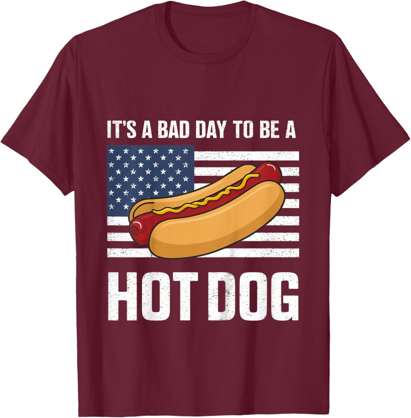 Kids Bad Day to Be A Hot Dog Shirt Toddler T-Shirt - T-Shirt | Maroon