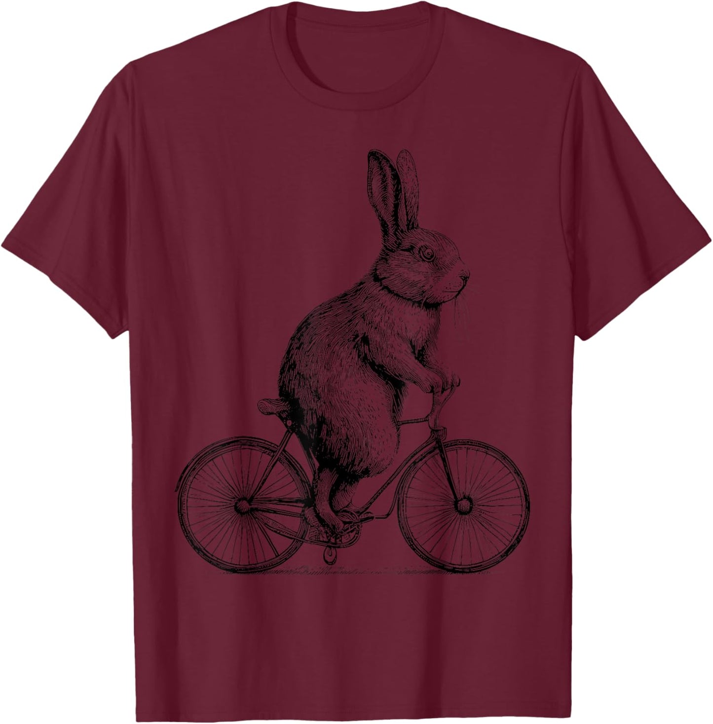 Rabbit On A Bike Bunny Bicycle Cycing Biking Men Women Kids T-Shirt - T-Shirt | Maroon