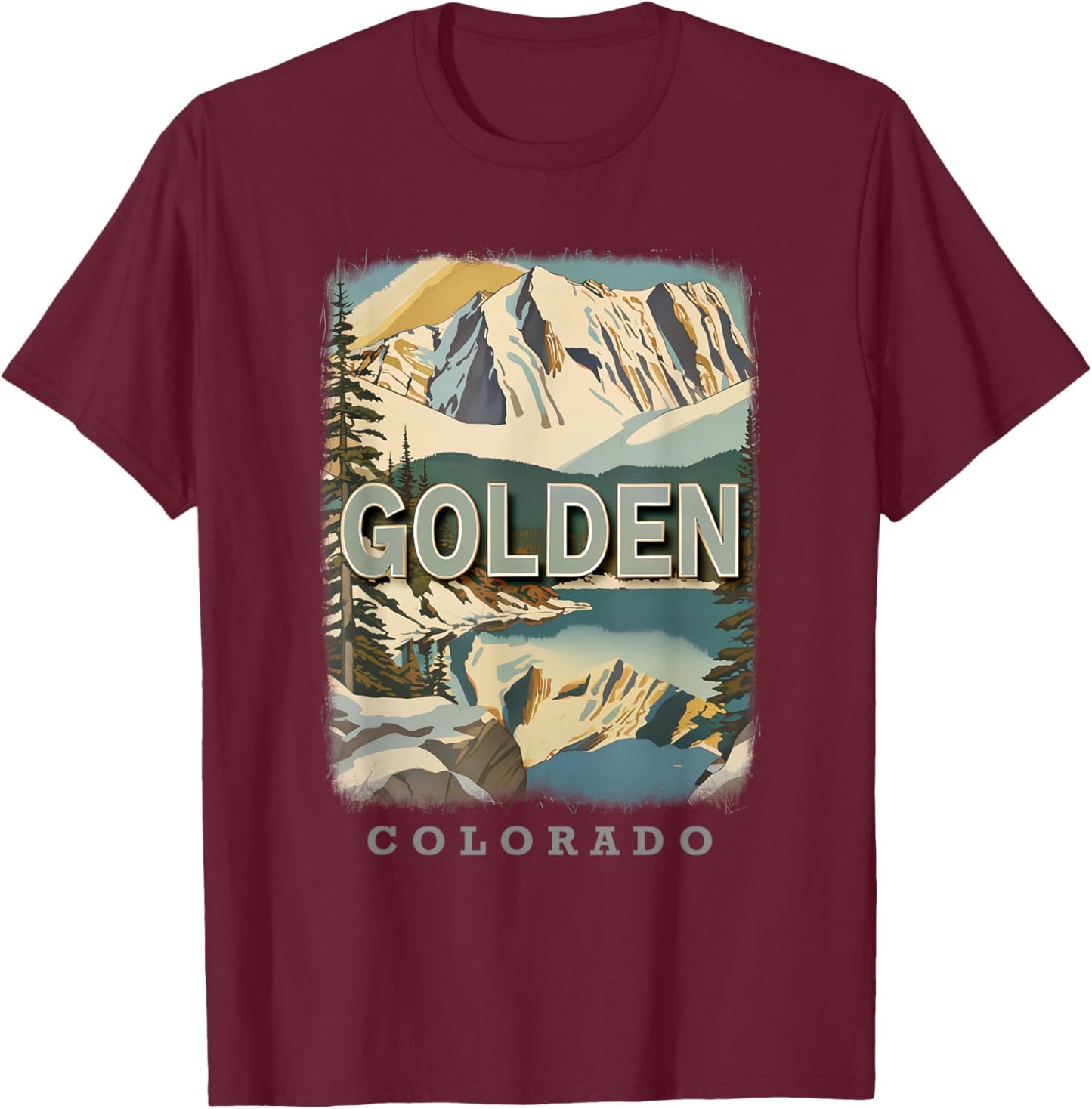 Golden Colorado CO Mountain Majesty SD189 T-Shirt - T-Shirt | Maroon