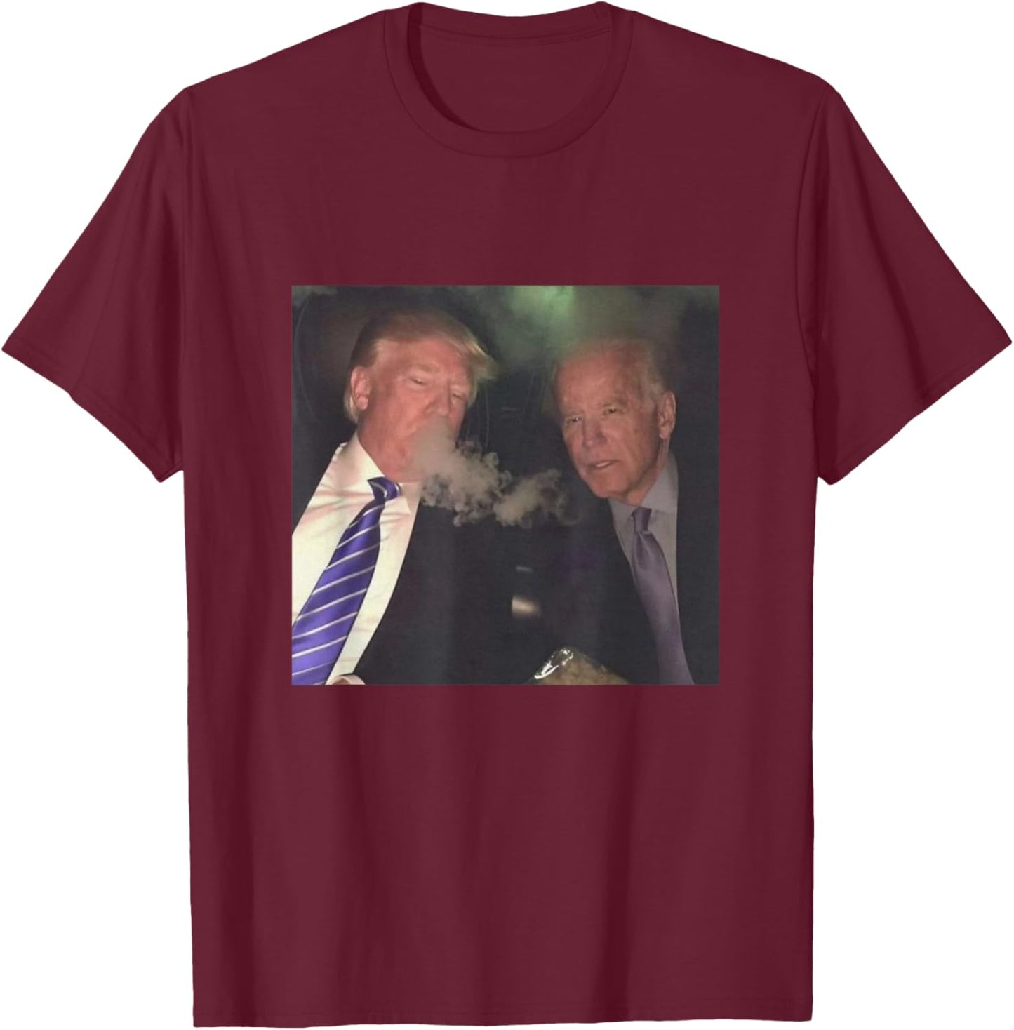 Funny Trump and Biden Smoking T-Shirt - T-Shirt | Maroon
