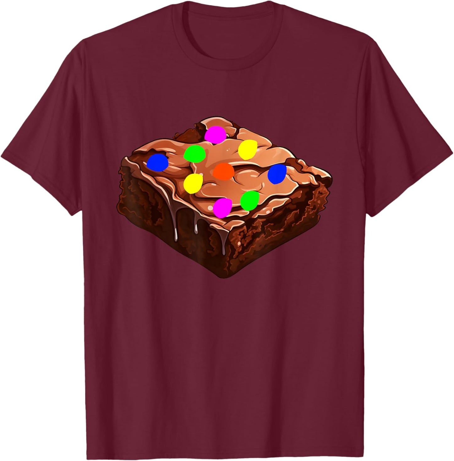 Chocolate Brownie with Rainbow Candy Halloween Food Costume T-Shirt - T-Shirt | Maroon