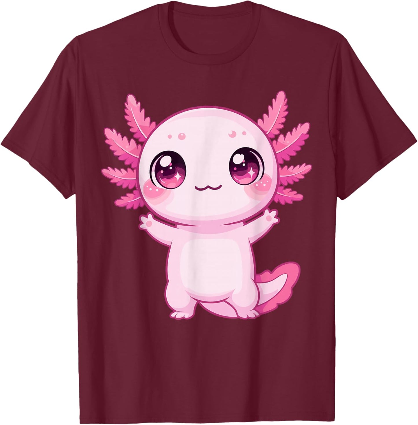 Cute Kawaii Axolotl T-Shirt - T-Shirt | Maroon