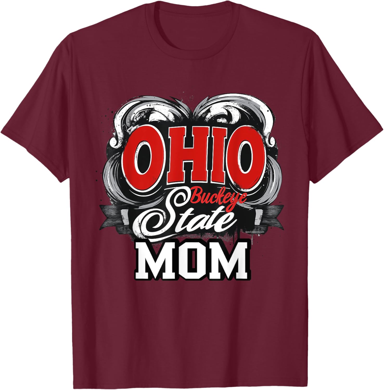 Ohio Mom Buckeye State Swirl Cute Mothers Day Gift T-Shirt - T-Shirt | Maroon
