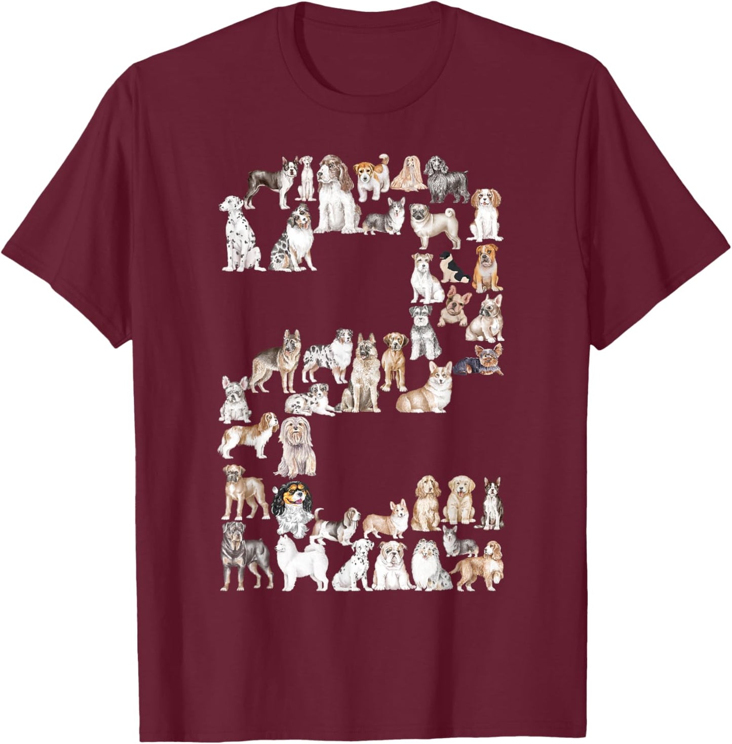 2nd Birthday Toddler Boys Kids Girls Dog Lovers 2 Year Old T-Shirt - T-Shirt | Maroon