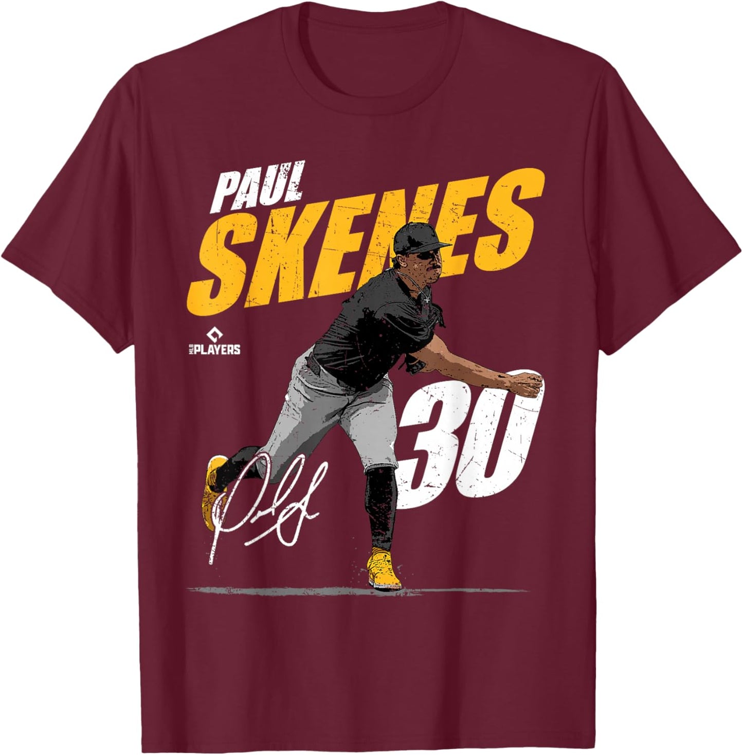 Paul Skenes | Pittsburgh Baseball Players | MLBPSK3001 T-Shirt - T-Shirt | Maroon