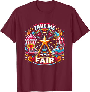 Take Me To The-State And County Fairs Ferris Wheel Pop Corn T-Shirt - T-Shirt | Maroon